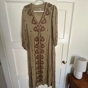 Free People embroidered fable midi dress